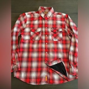 DIXXON Red and White Plaid Casual Button Down Shirt